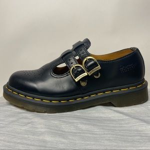 Dr Martens 8065 Mary Janes Leather UK 5 US 7 Black Chunky Flats Round Toe Prep